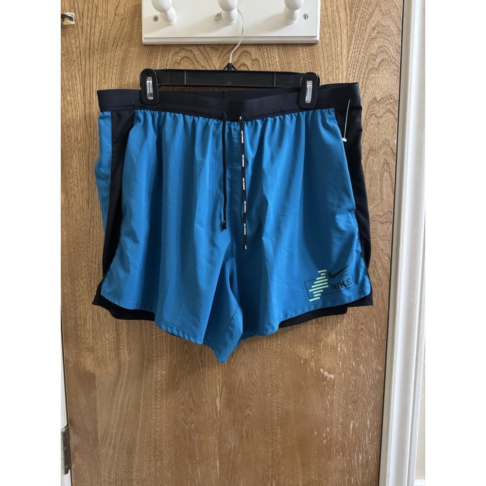 Nike Men's CU5473-301 NK Flex Stride Hybrid 2 In 1 Blue Running 5" Shorts XXL